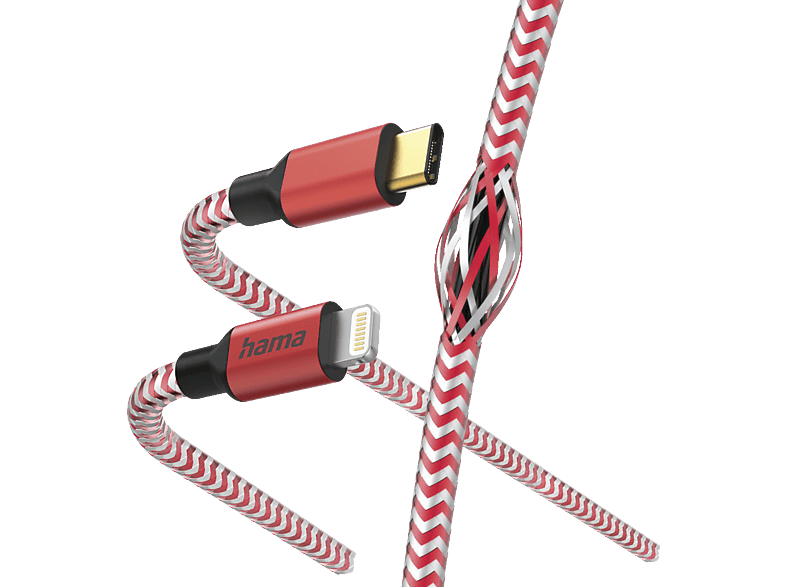 HAMA Reflective, USBC auf Lightning, Ladekabel, 1,5 m, Rot USB C auf
