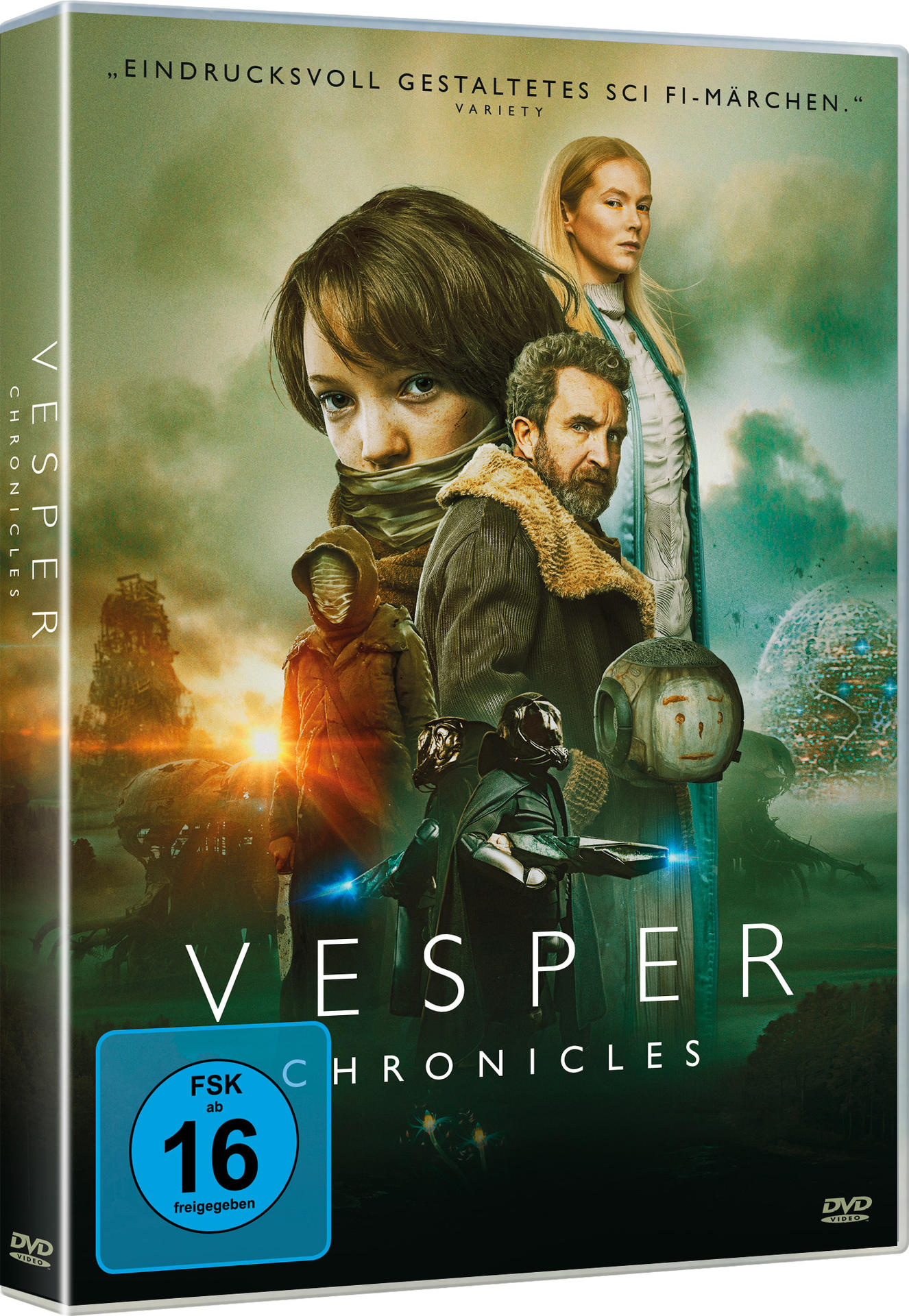 DVD-Hülle für den Film Vesper Chronicles. Enthält Hauptfiguren und Filmtitel.