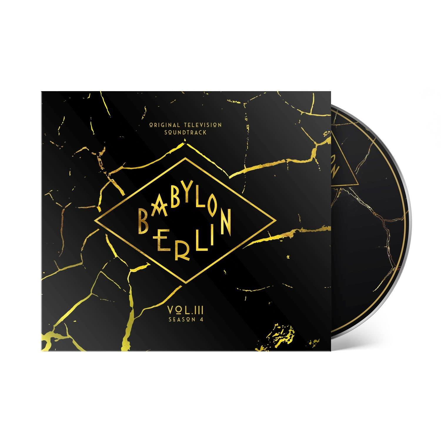 Eine CD-Hülle für 'Babylon Berlin Vol. III Staffel 4' mit einem Schwarz-Gold-Design.