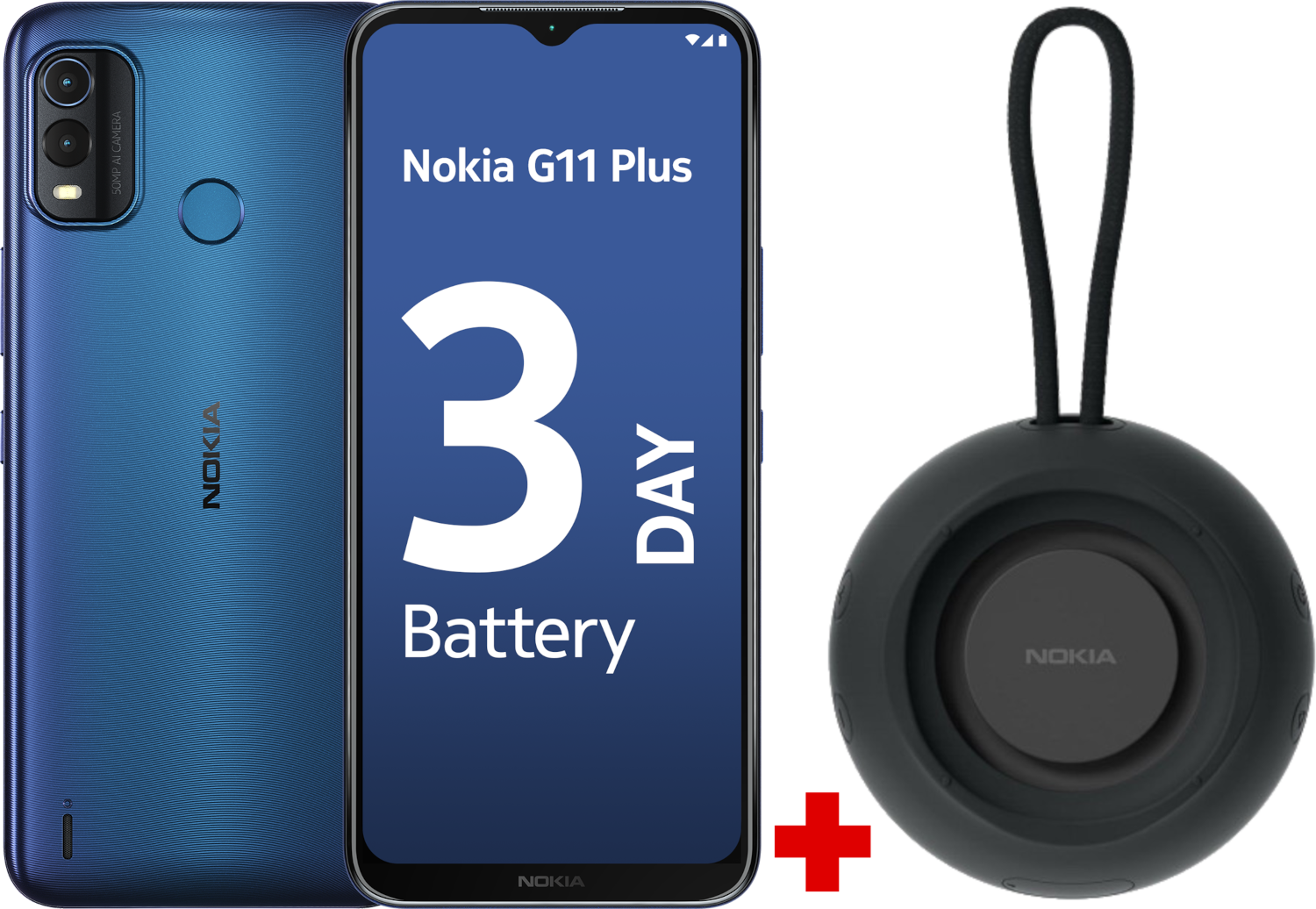 NOKIA G11 Plus 64 GB Lake Blue + Draadloze luidspreker (NG11PLUS-BLU+SP101)
