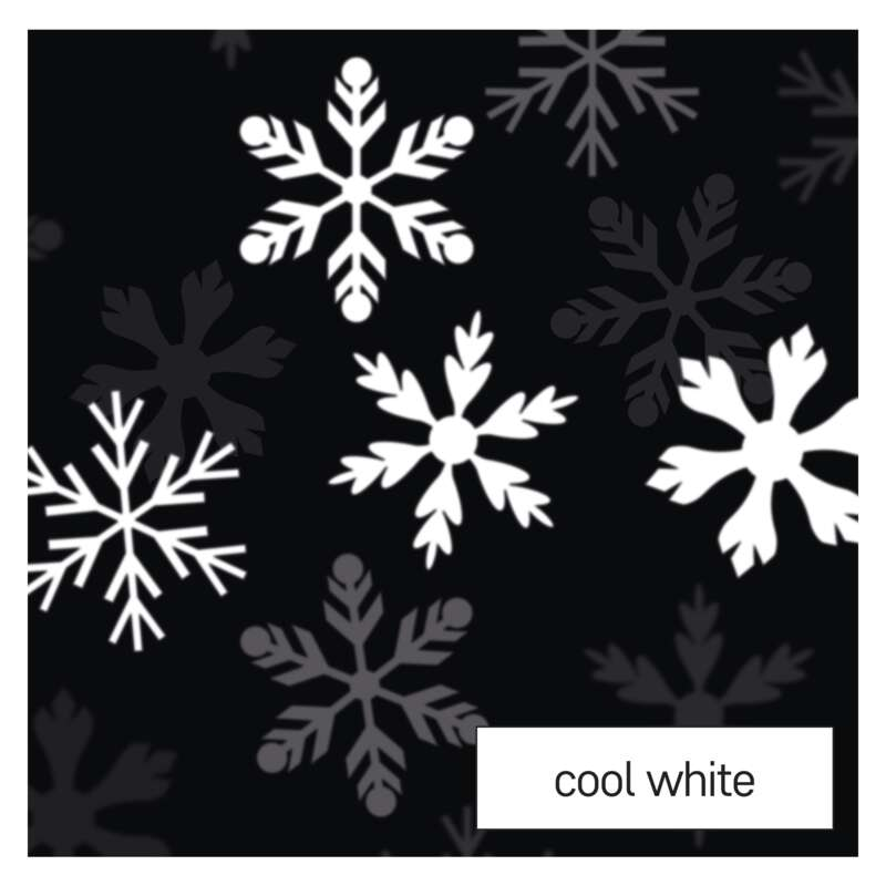 Hópihék fekete háttéren. Néhány fehér, néhány szürke, alatta a 'cool white' szöveggel.
