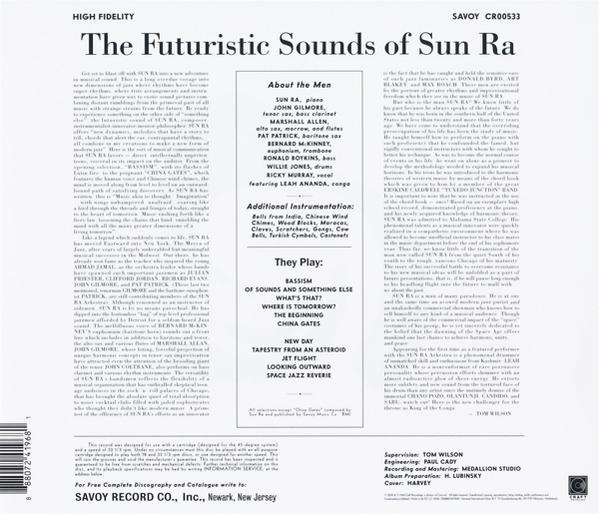 Rückseite des Albums 'The Futuristic Sounds of Sun Ra', mit Text.