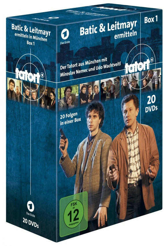 DVD-Boxset mit dem Titel 'Batic & Leitmayr ermitteln' mit zwei Männern auf dem Cover, Text auf Deutsch.