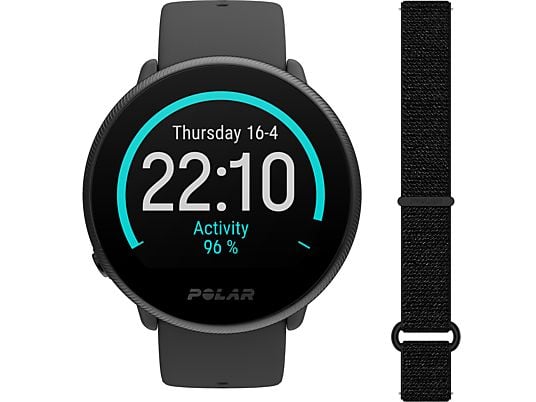 Reloj deportivo - Polar Ignite 2, 1.2", 165 mAh, 20h autonomía, IPS TFT, Bluetooth, GPS, Frecuencia cardíaca, Táctil, Negro + Correa extra