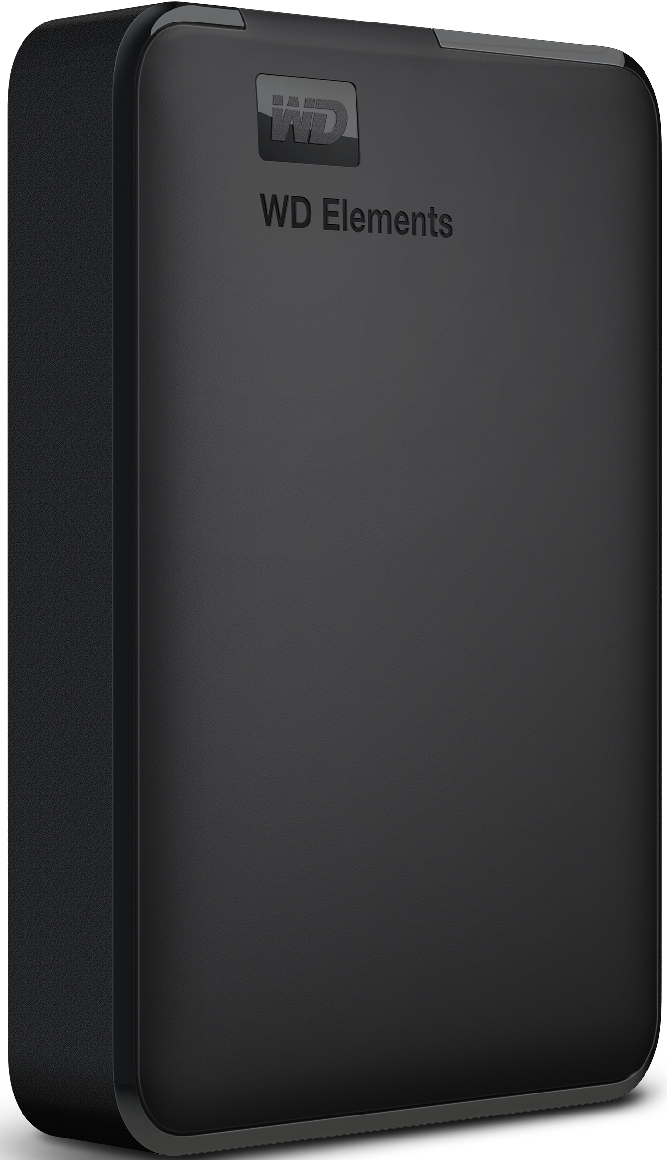 Disque dur externe WD Elements noir. Le disque est rectangulaire et porte le logo WD Elements.