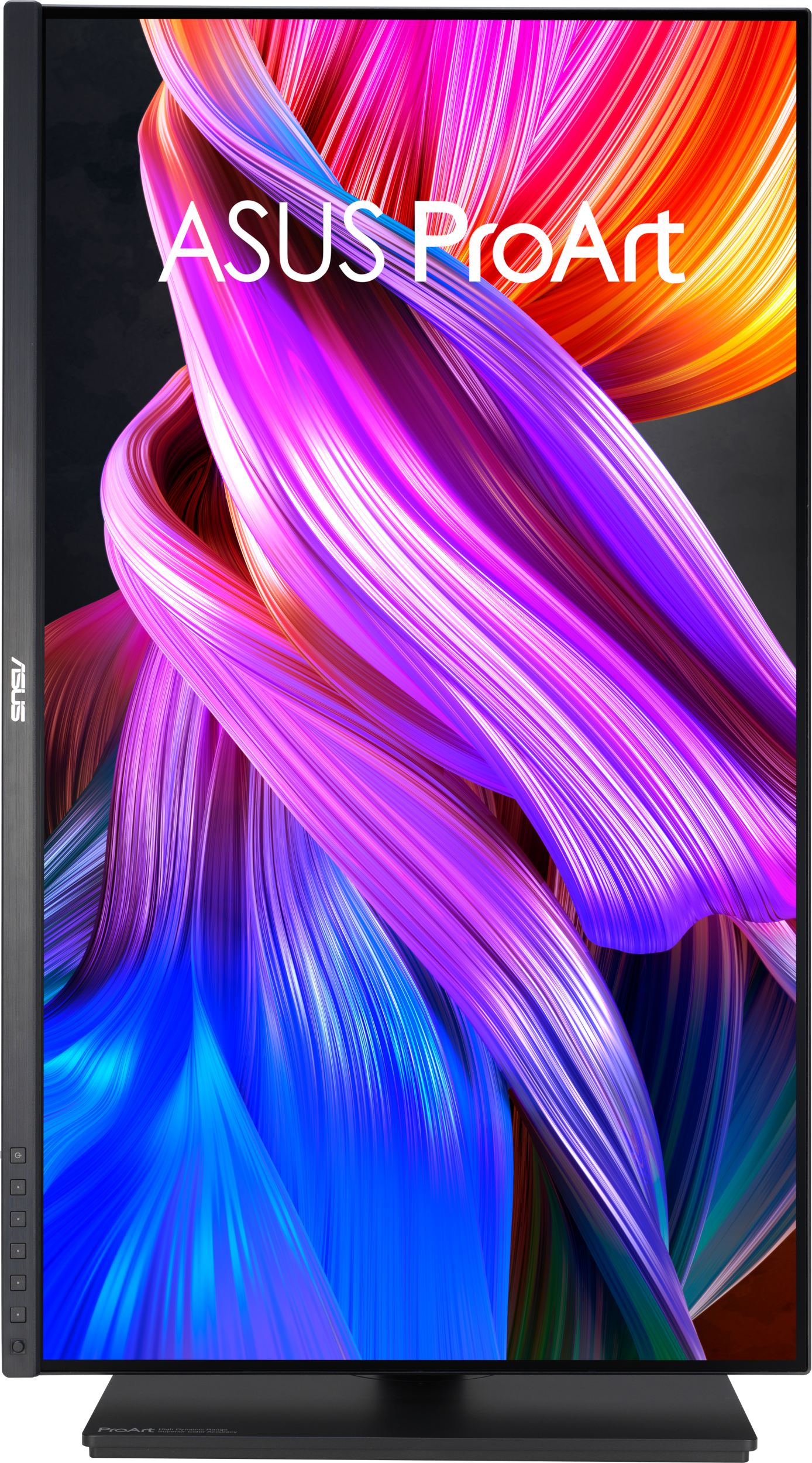 ASUS ProArt Monitor, der farbenfrohe abstrakte Kunst zeigt.