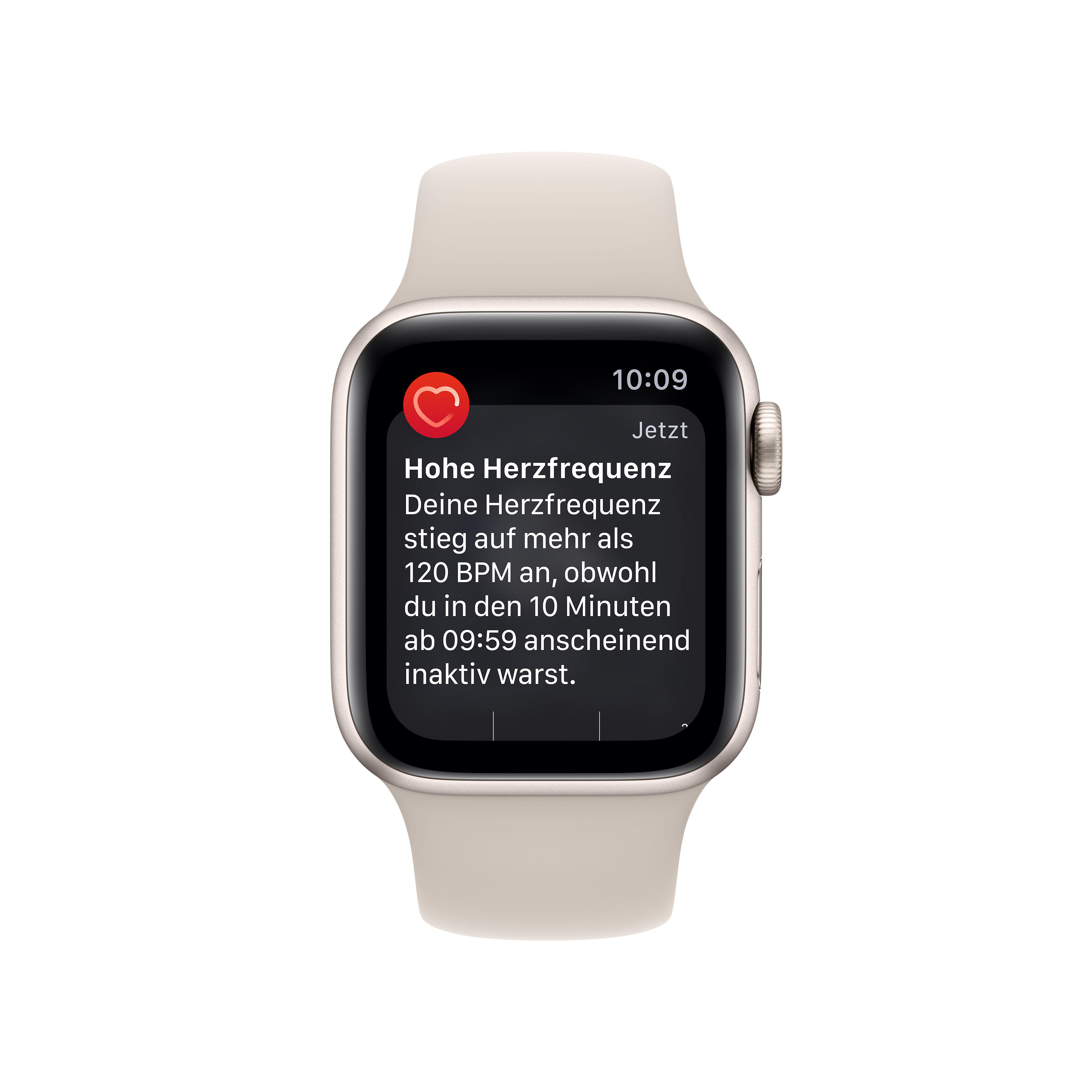 Smartwatch zeigt eine Warnung vor hoher Herzfrequenz. Der Bildschirm zeigt über 120 BPM an.