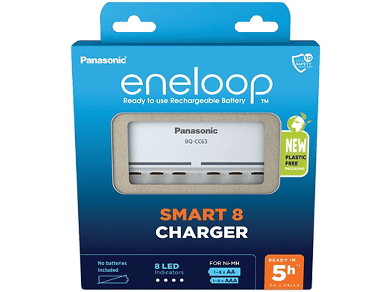 PANASONIC eneloop akkumulátor töltő, 8db AA-AAA ceruza-mikro akkumulátorhoz, üres (BQCC63E-N)