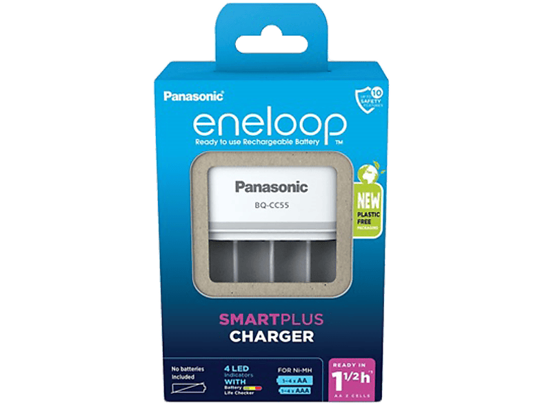 PANASONIC eneloop Smart akkumulátor gyorstöltő, 4db AA-AAA ceruza-mikro akkumulátorhoz,üres (BQCC55E-N)