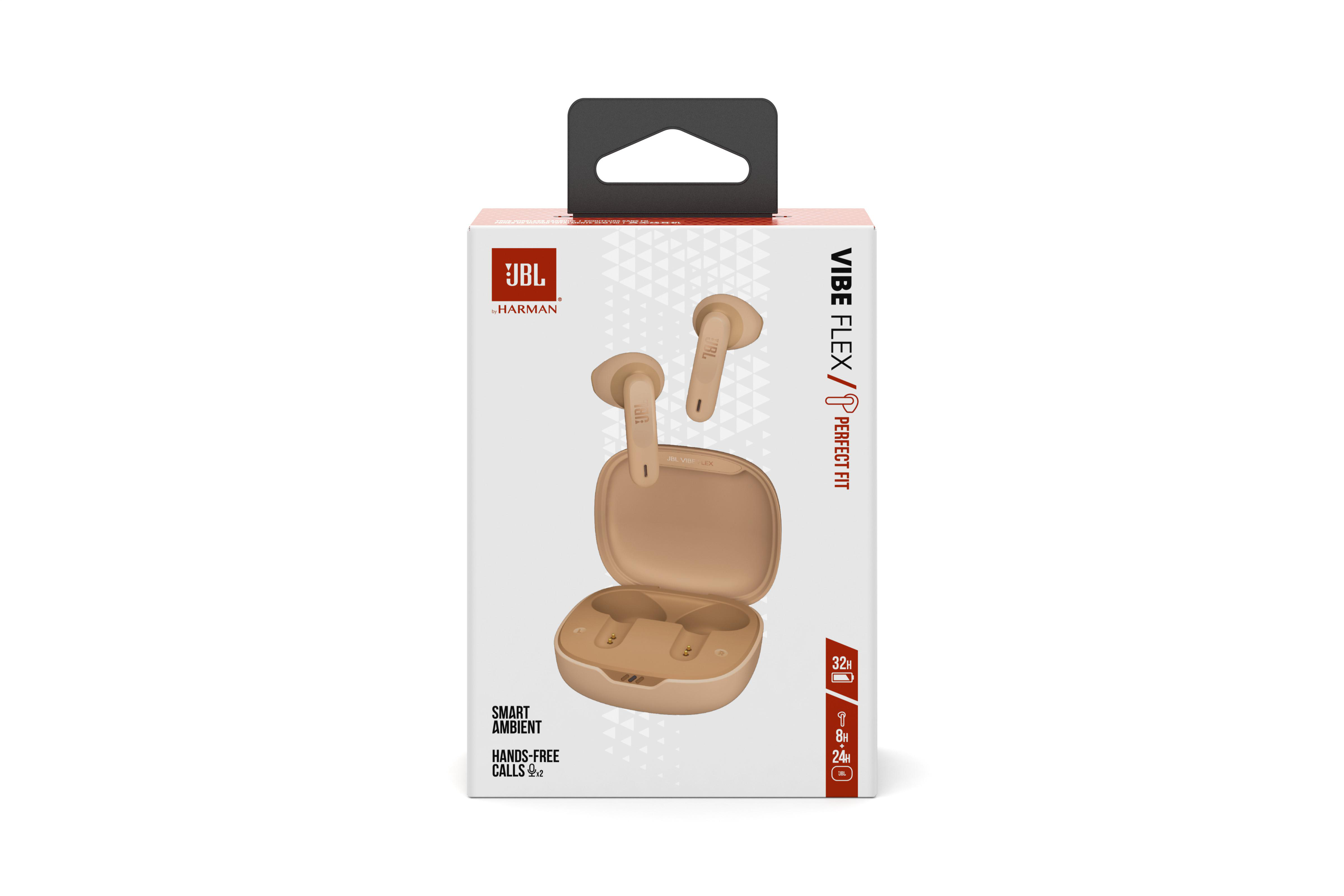 JBL-Kopfhörerbox, beige Ohrhörer innen, Produktinfo.