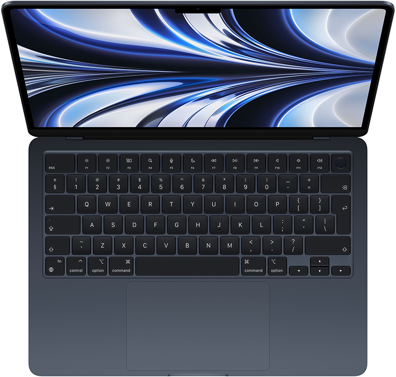 APPLE MacBook Air 2022 13,6" Liquid Retina éjfekete Apple M2(8C/10C)/24GB/1024GB (Z1610024N)