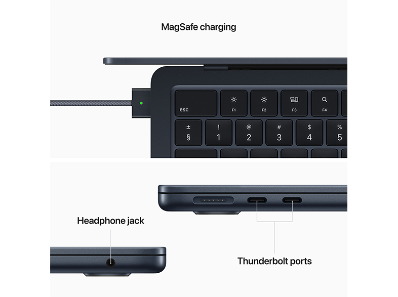 APPLE MacBook Air 2022 13,6" Liquid Retina éjfekete Apple M2(8C/10C)/24GB/1024GB (Z1610024N)