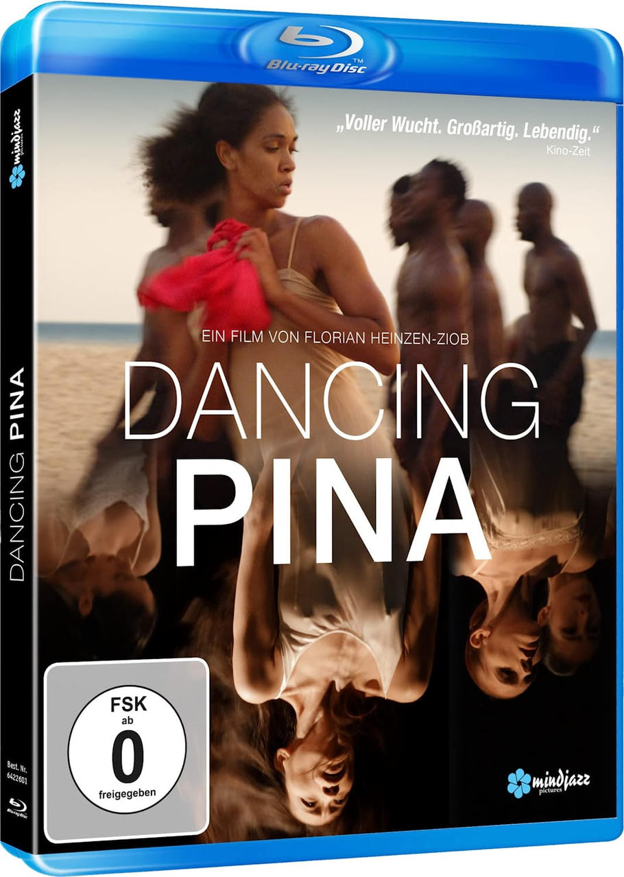 Blu-ray-Disc-Cover für 'Dancing Pina' mit Tänzern und Text.