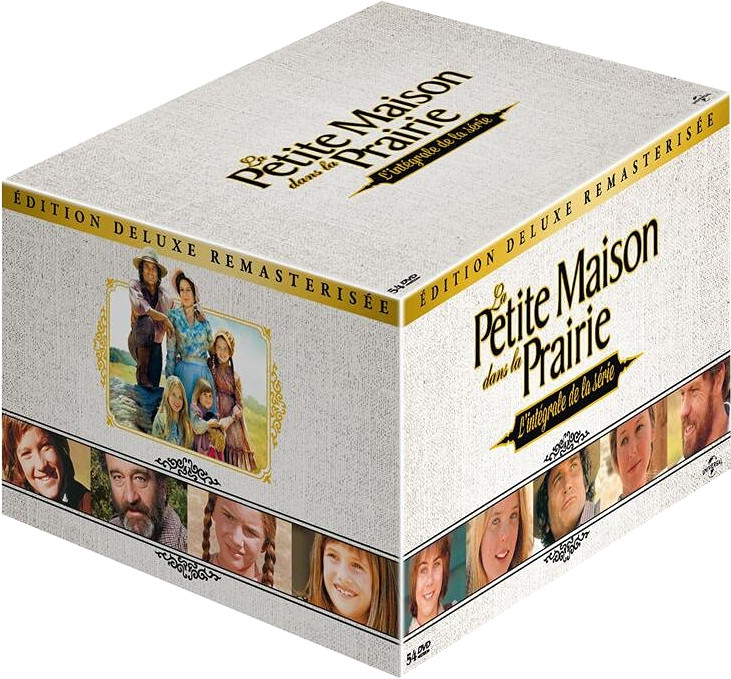 Boxset van La Petite Maison dans la Prairie serie. Verschillende gezichten zijn zichtbaar.