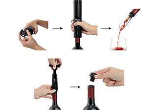 Set vino | HAWUKIT06 , Abridor eléctrico, y vertedor, Tapón de vacío, Cortador de láminas, Negro