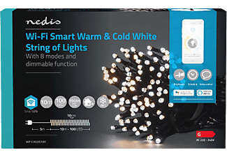 NEDIS SmartLife WLAN LED Lichterkette, 10m, 100 LED's, Warmweiß
