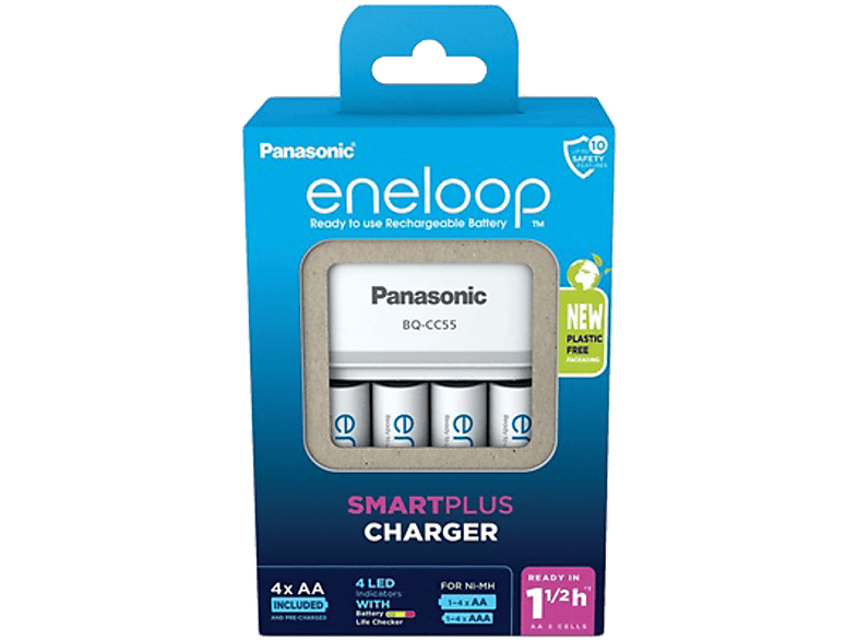 PANASONIC eneloop akkumulátor gyorstöltő 4 db 2000mAh AA, ceruza akkumulátorral (KKJ55MCD40E)