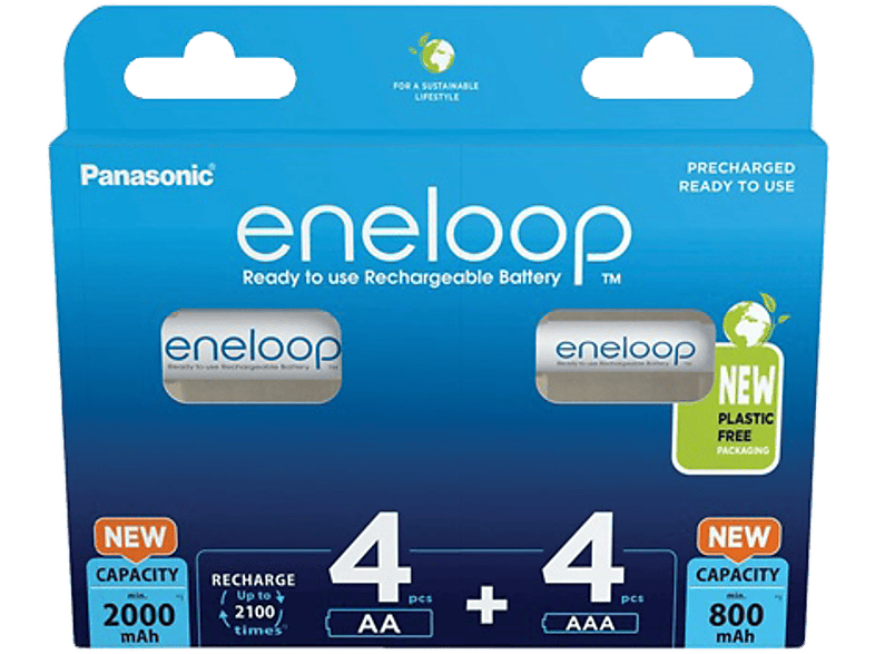 PANASONIC eneloop 4db 900mAh/AAA mikró és 2000mAh/AA ceruza akkumulátor (BKKJMCDE44E)