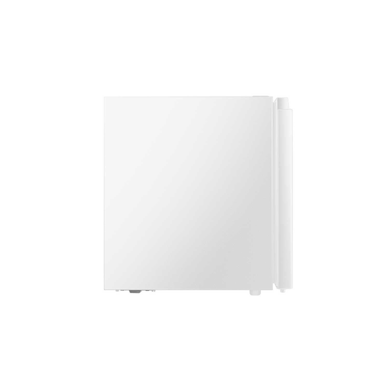 A white refrigerator door and side view, isolated on a white background.
