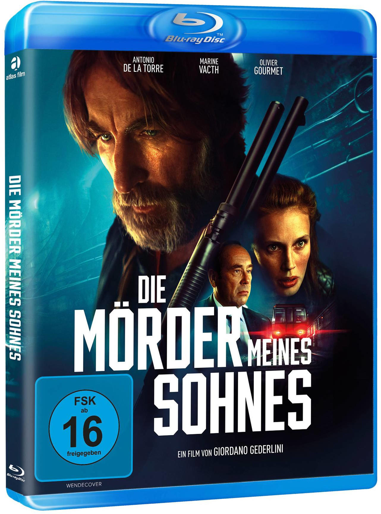 Blu-ray-Disc-Cover. Ein Mann mit Bart und eine Frau mit einer Waffe. Deutscher Text.