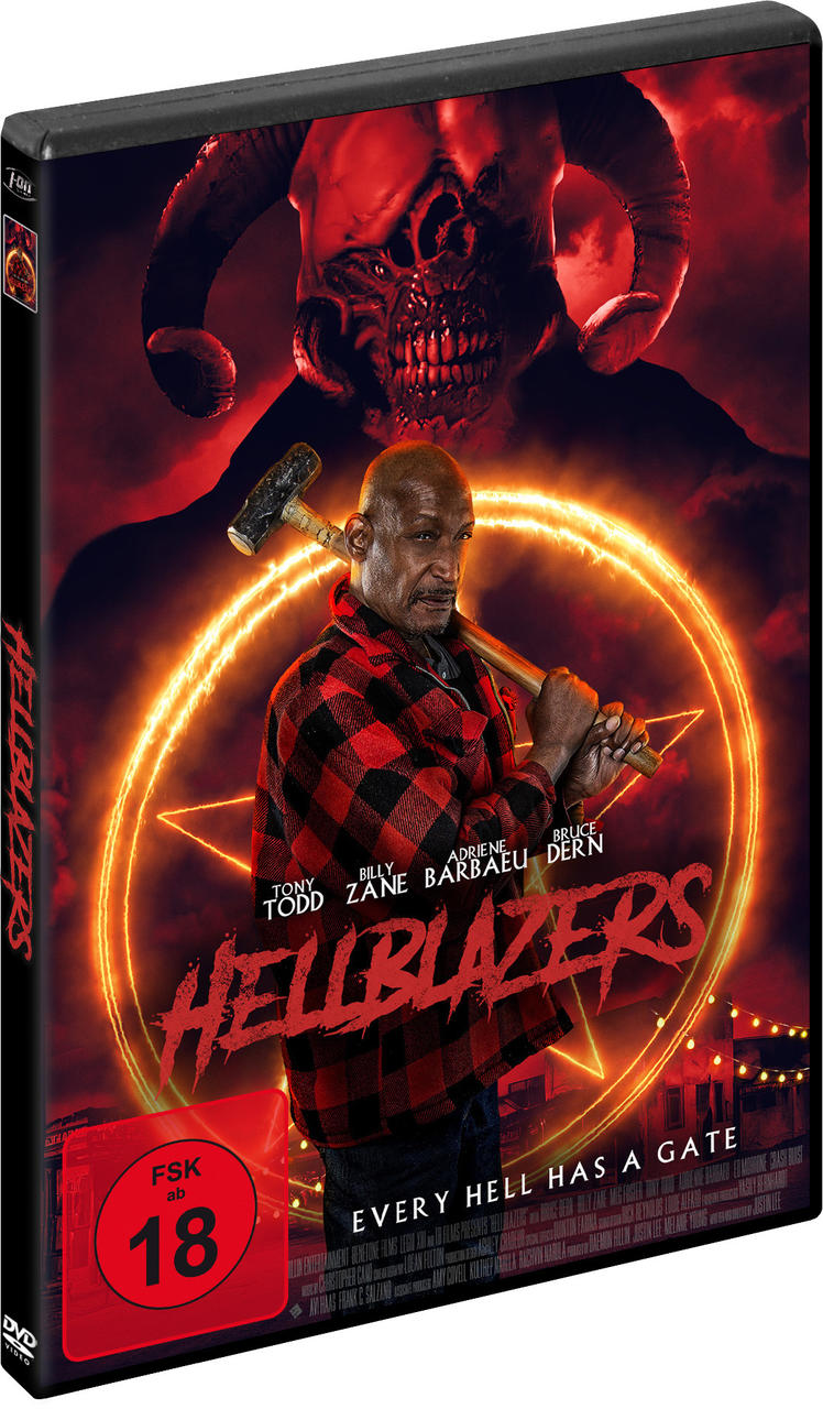 DVD-Cover des Films "Hellblazers" mit einem Dämon, einem Mann und dem Filmtitel.