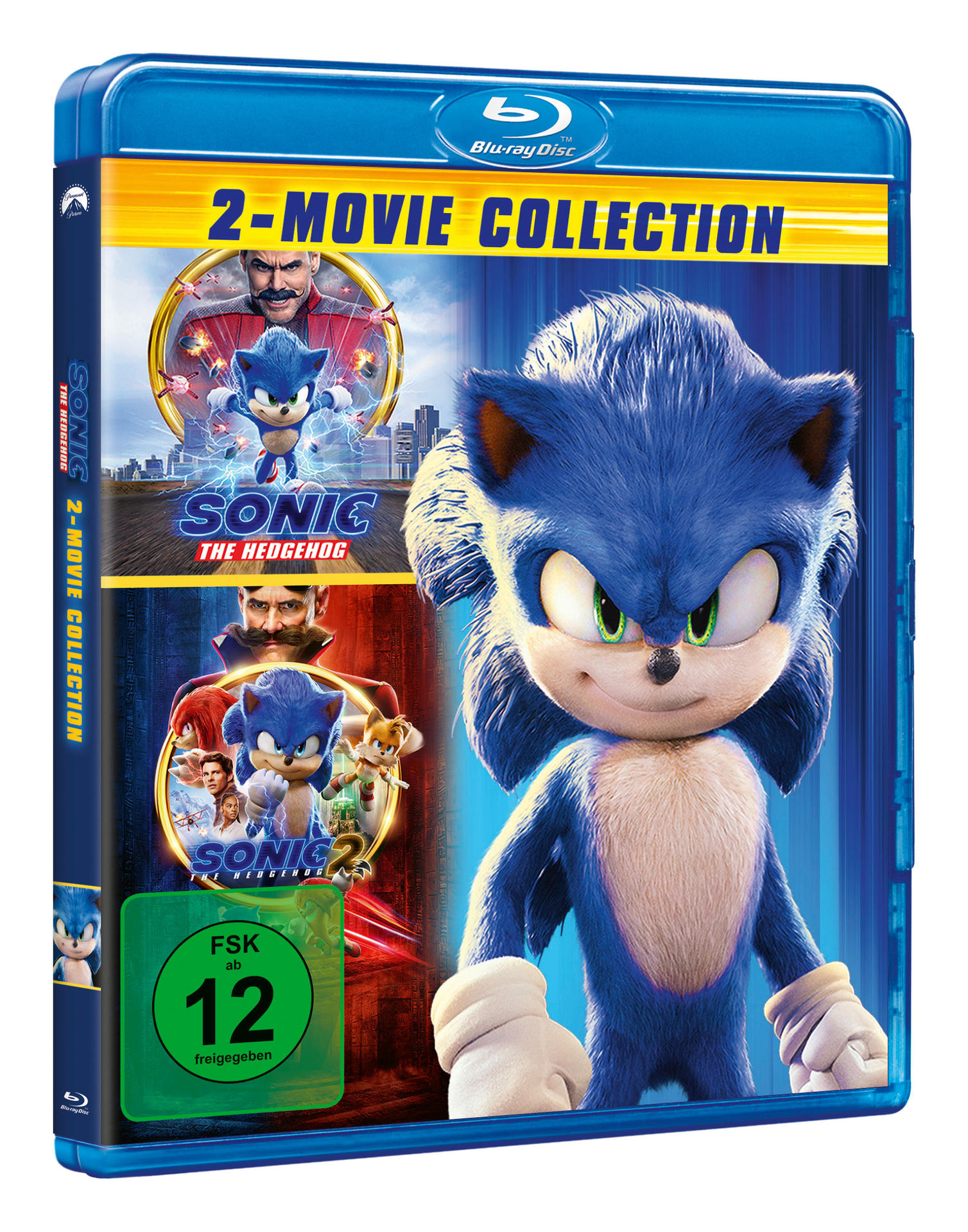 Blu-ray-Disc der Sonic the Hedgehog 2-Movie Collection. Sonic auf dem Cover.