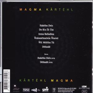 Rückseite eines Magma-Albums, mit Tracklist und Logo.