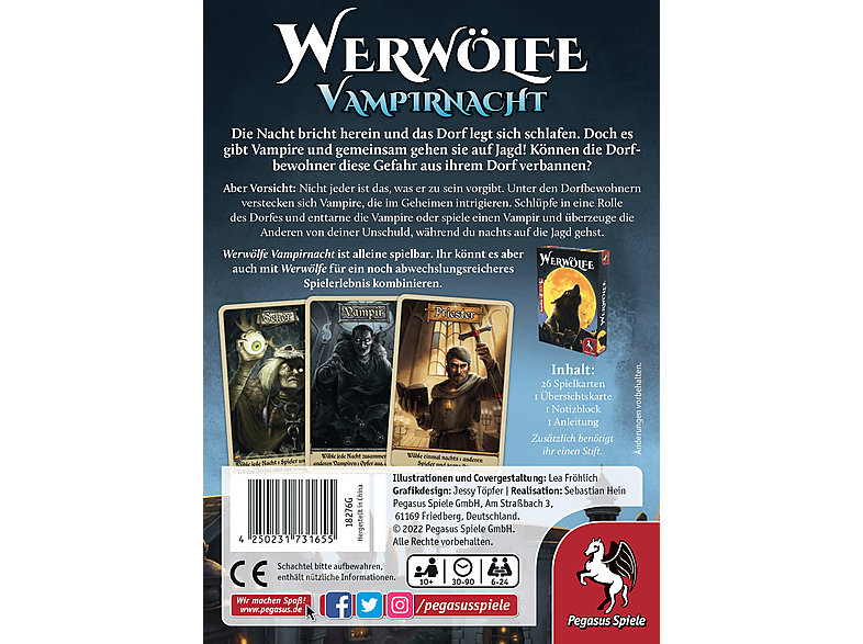 PEGASUS SPIELE Werwölfe - Vampirnacht Kartenspiel Mehrfarbig