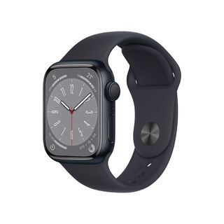 APPLE Watch Series 8 (GPS) 41 mm Smartwatch Aluminium Fluorelastomer, 130 - 200 mm, Armband: Mitternacht, Gehäuse: Mitternacht
