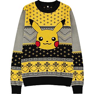 DIFUZED Nintendo: Pokémon Pikachu - Christmas - Maglione di Natale (Giallo/Grigio/Nero)