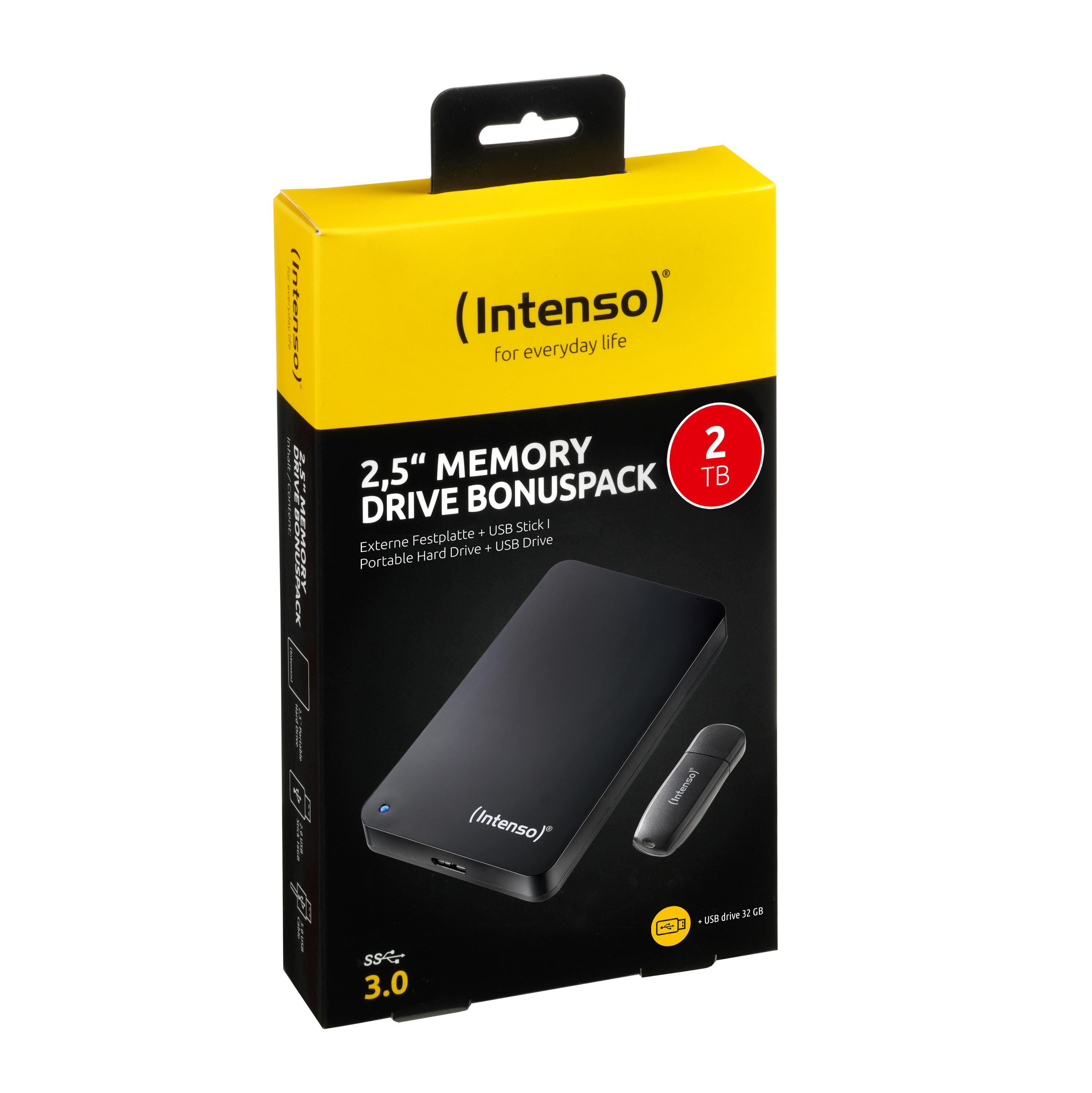 INTENSO MEMORY DRIVE Set, 2 TB HDD, 2,5 Zoll, extern, Schwarz