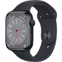 APPLE Watch Series 8 GPS 45mm Aluminiumgehäuse, Sportarmband, Mitternacht