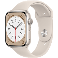 APPLE Watch Series 8 (GPS) 45 mm Smartwatch Aluminium Fluorelastomer, 140 - 220 mm, Polarstern