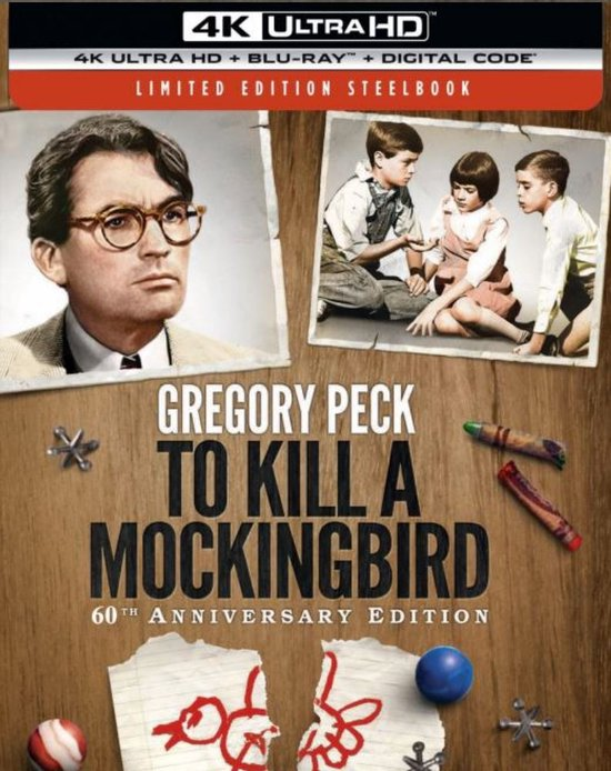 Couverture DVD de To Kill a Mockingbird, avec Gregory Peck et des enfants.