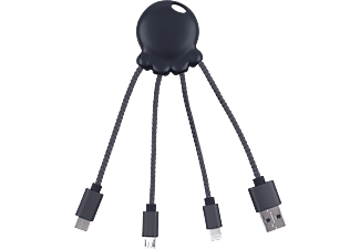XOOPAR Eco-Octopus-kabelset USB/Micro-USB/USB-C/Lightning Metallic Zwart