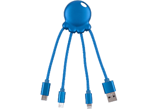 XOOPAR Eco-Octopus-kabelset USB/Micro-USB/USB-C/Lightning Metallic Blauw