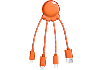 XOOPAR Eco-Octopus-kabelset USB/Micro-USB/USB-C/Lightning Metallic Oranje