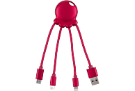 XOOPAR Eco-Octopus-kabelset USB/Micro-USB/USB-C/Lightning Metallic Rood