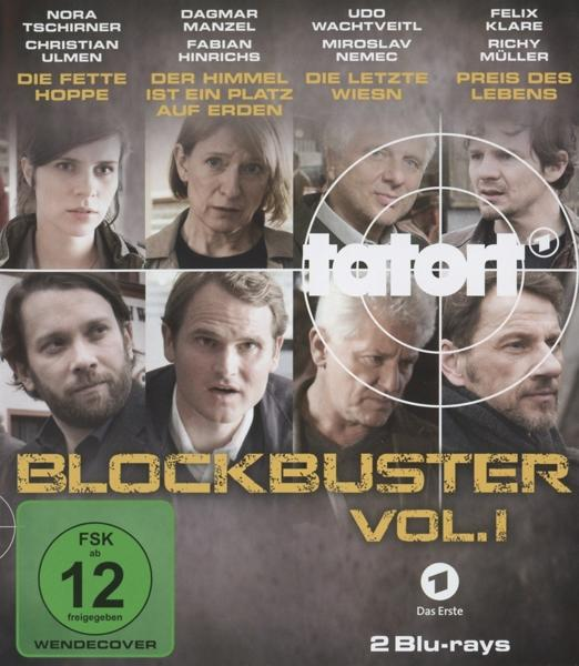 DVD-Cover: Gruppe von Leuten, die in die Kamera schauen, mit Text 'TATORT' und 'BLOCKBUSTER'.