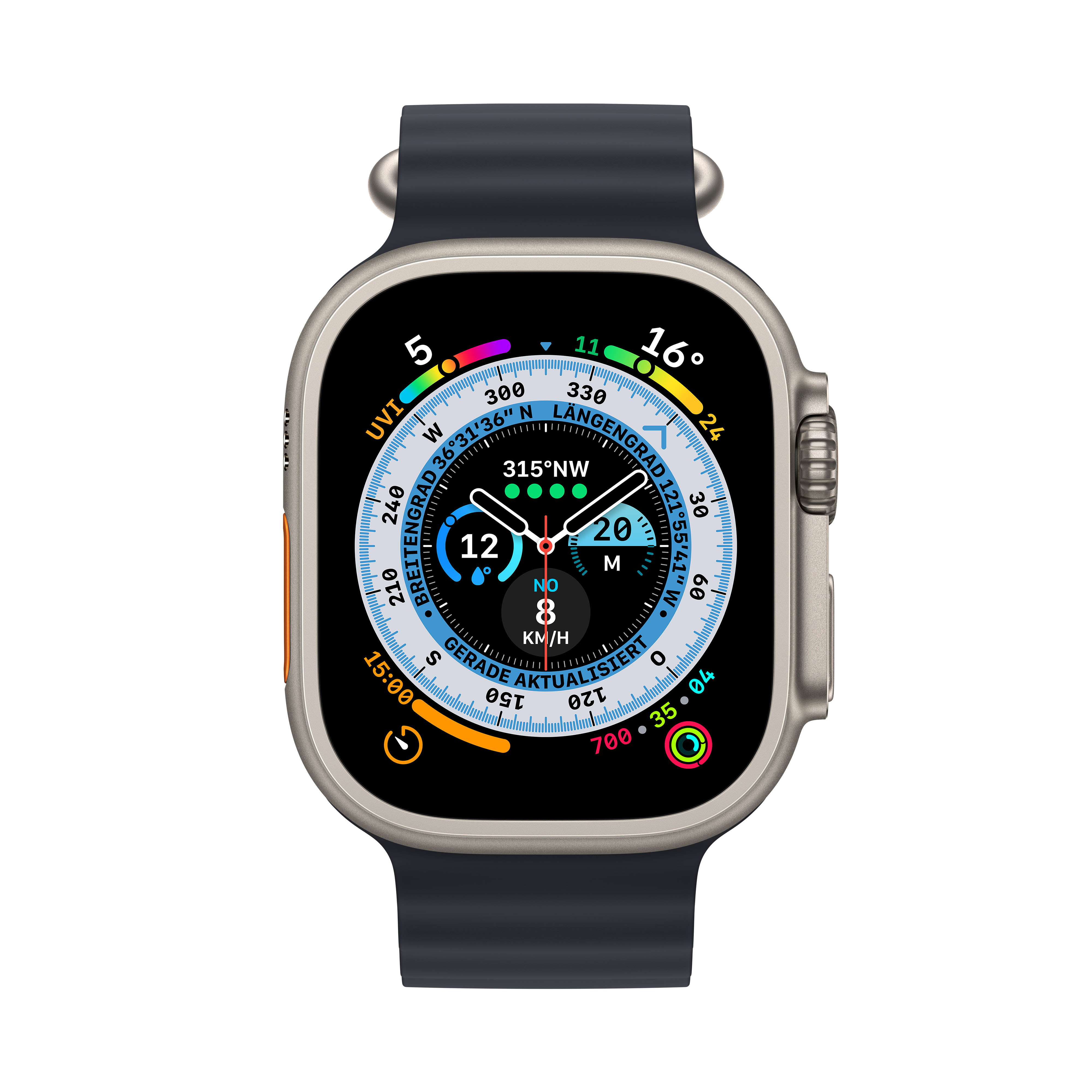 APPLE Watch Ultra GPS+CEL 49 TIT W Smartwatch Titan Elastomer, 130-200 mm, Mitternacht