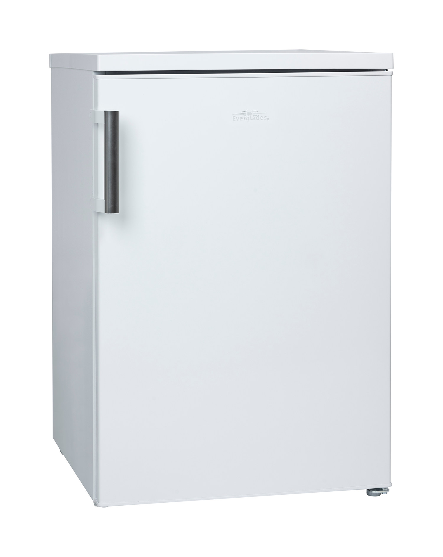 White Everglade refrigerator, door with handle, clean design, studio shot.