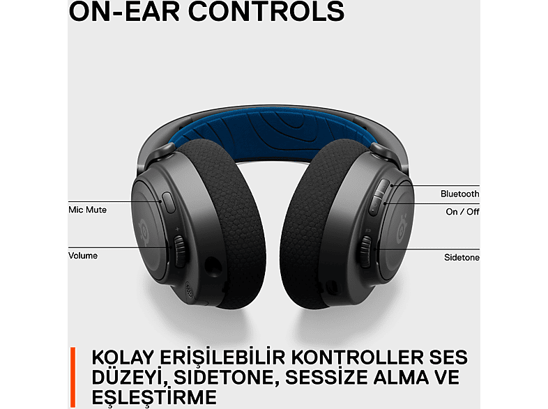 STEELSERIES Arctis Nova 7P Kablosuz Çoklu Sistemli Oyuncu Kulak Üstü Kulaklık Siyah_9