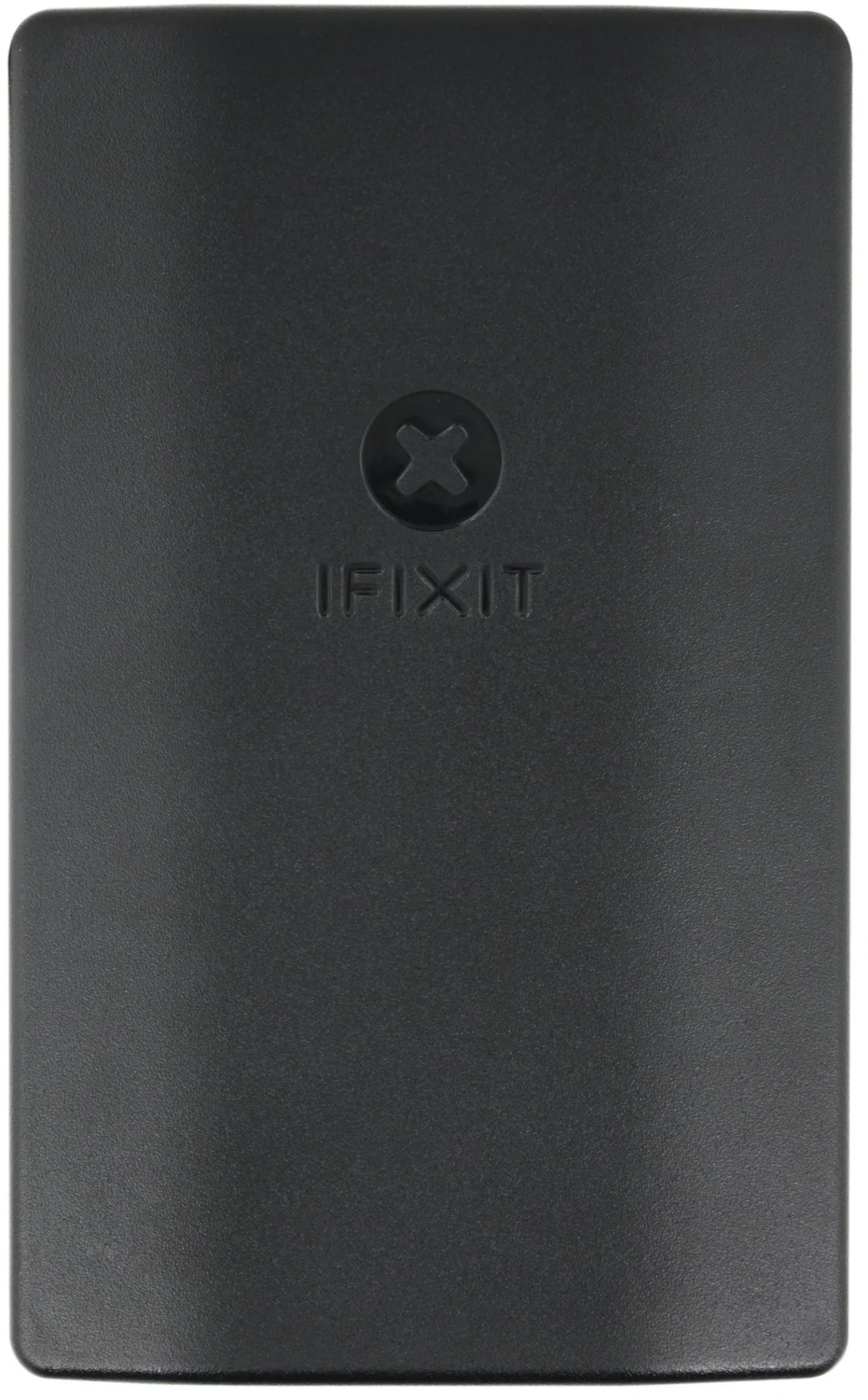 A black iFixit case with the logo in the center. The case has a rectangular shape with rounded edges.