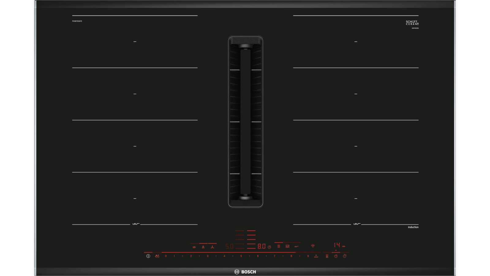 Encimera - Bosch PXX875D67E, Eléctrica, Vitrocerámica, 4 zonas, Negro