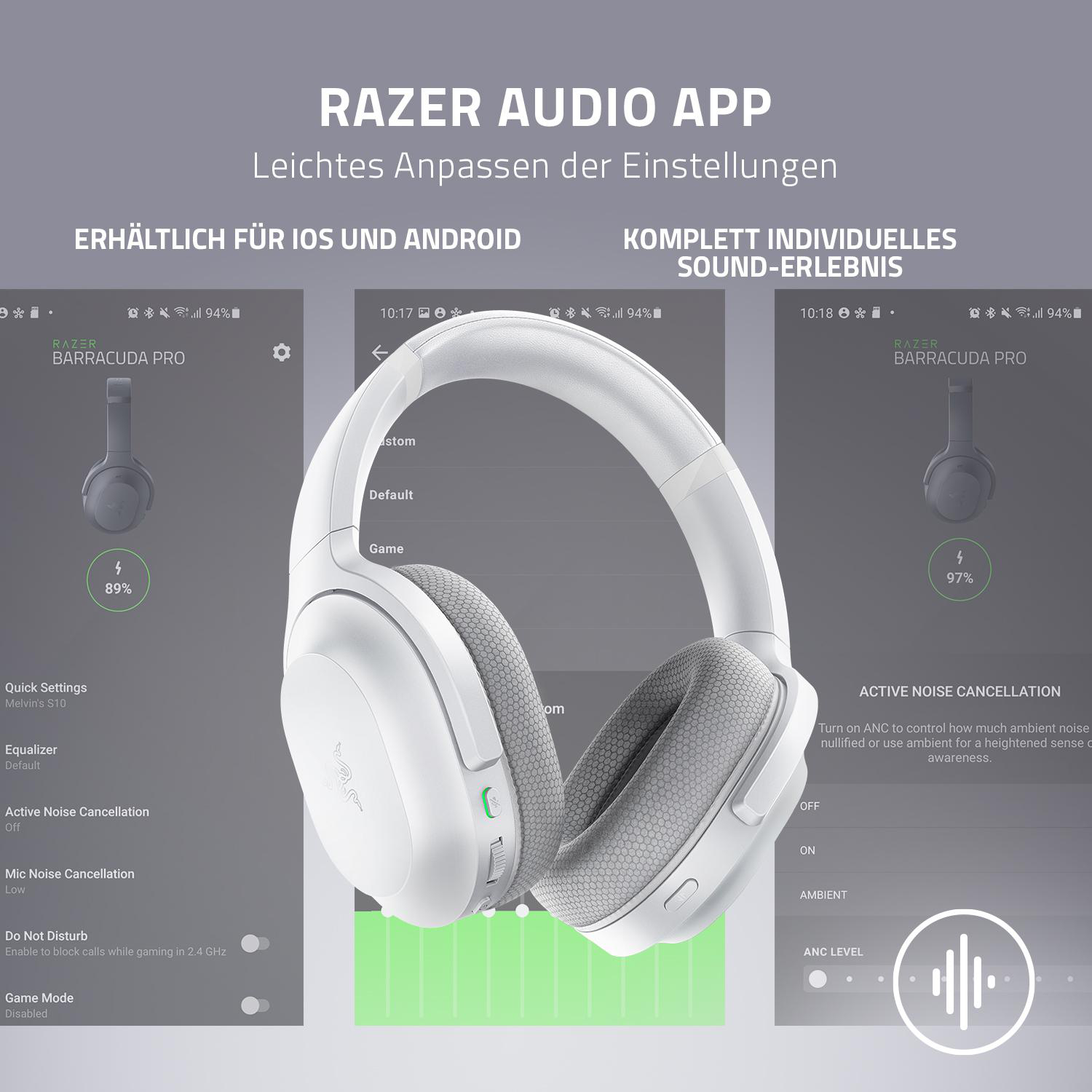 RAZER Barracuda - Mercury Weiß, Weiß Bluetooth Headset Mercury Over-ear Gaming