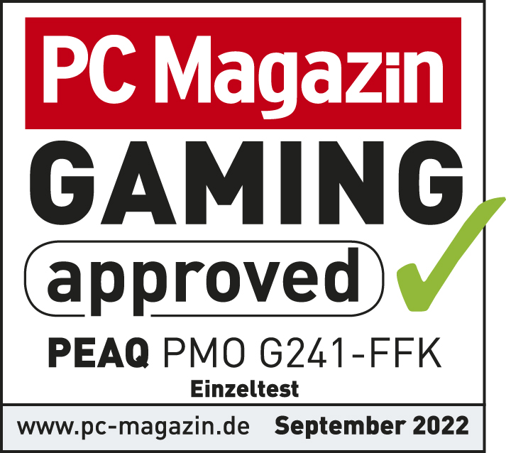 PC Magazin Gaming-Freigabe für PEAQ PMO G241-FFK, mit Häkchen.
