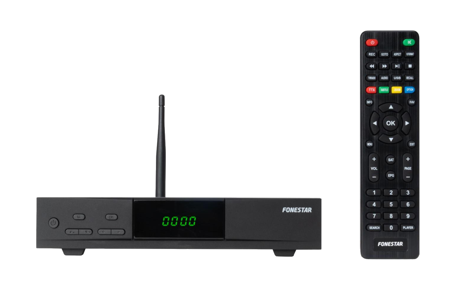 Receptor TDT y satélite - Fonestar RDS-585WHD, Full HD, DVB-S2 (TDT2), PVR, WiFi, HDMI, RCA, USB, Negro