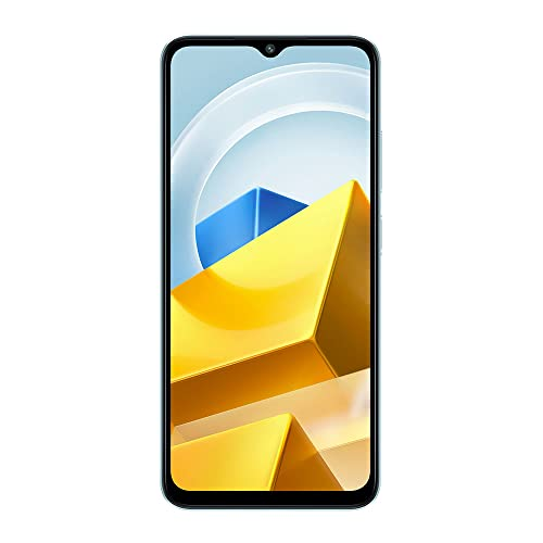 Un smartphone con un patrón geométrico amarillo y azul en su pantalla.