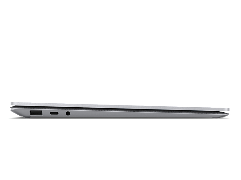 Seitenansicht eines silbernen Laptops, Anschlüsse an der Seite sichtbar.
