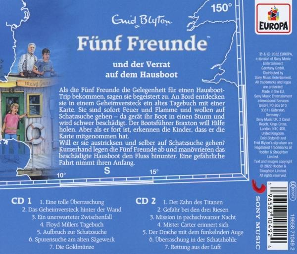 CD-Rückseite mit Text auf Deutsch und Bildern von Menschen auf einem Boot.